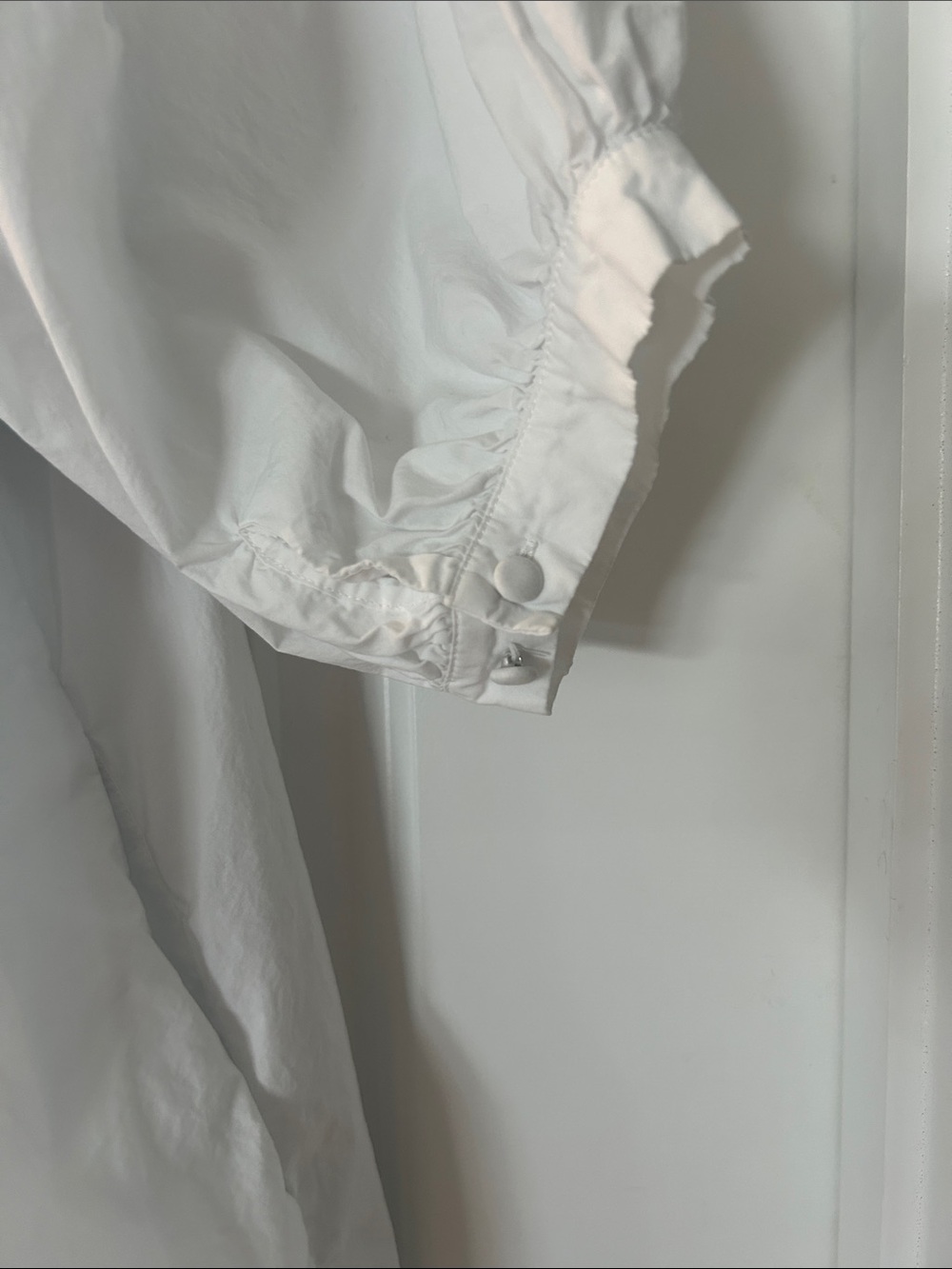 HUNTER BELL White Cotton Puff-Sleeve Mini Dress - Picture 3 of 4